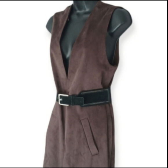 Zara Faux Suede Long Vest! Size S - Picture 1 of 12